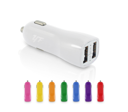 车载充电器 双口USB 环保TPE材质 简约 实用